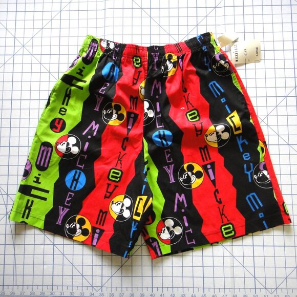 Vintage 90's Mickey & Co All Over Graphic Mickey Mouse Shorts Sz L NWT - Picture 1 of 14